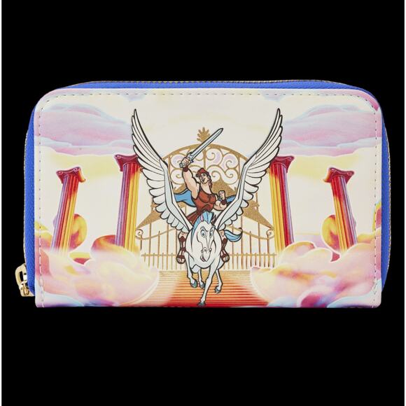 NWT Loungefly Disney Hercules Mount Olympus Golden Gates Zip Around Wallet - Picture 1 of 3